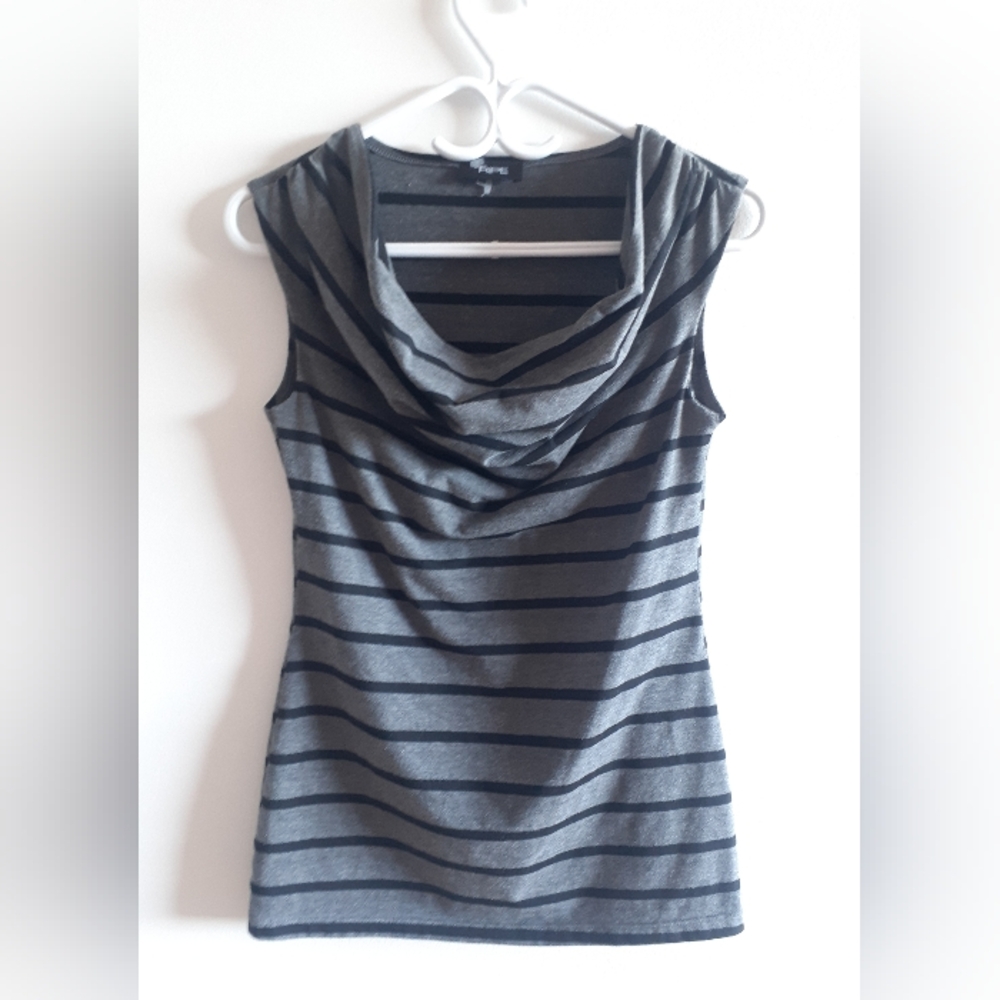 Sleeveless Cowl-neck Striped Top, Ripe